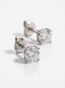 Boucles d'oreilles en diamant rond brillant cultivé en laboratoire avec placage or jaune, blanc et rose 18 carats, design minimaliste unisexe - Product Image 2