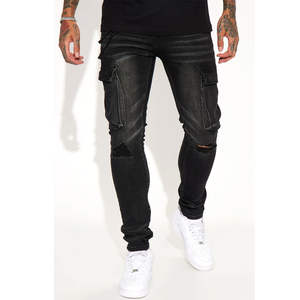 Jeans de Diseñador para Hombre, Corte Slim Fit, al por Mayor, de Alta Calidad, Pantalones Vaqueros Negros Ajustados a la Moda para Hombre - Product Image 1