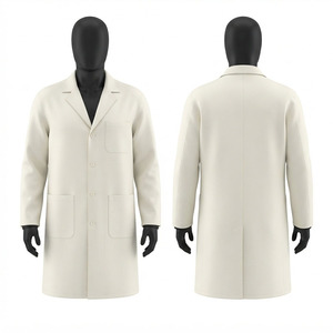 Bata de laboratorio blanca de calidad premium Blackhardson, tela de sarga de polialgodón de 220 GSM, manga larga, uniforme de hospital con detección de agujas - Product Image 1