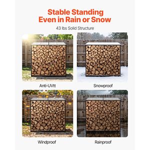 "Powder-Coated Firewood Rack 4 ft Outdoor 1/4 Cord Capacity 660lb Max <b>Weight</b> Sloped Roof Log <b>Storage</b> Shed" - Product Image 2