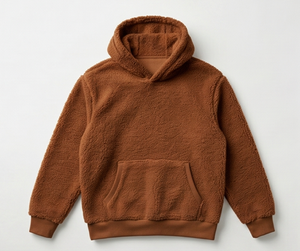 Sweat-shirt à capuche en polaire marron pour homme, coupe classique, vêtements décontractés d'hiver, couleur unie, style pull tricoté - Product Image 1