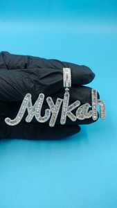 Pendentif personnalisé avec nom en lettres serties de diamants, coupe baguette, en moissanite, style hip-hop - Product Image 5