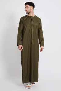 Ensemble de thobe traditionnel pakistanais pour hommes, col haut, manches longues, longueur cheville, coton respirant, broderie, style ethnique, service OEM - Product Image 4