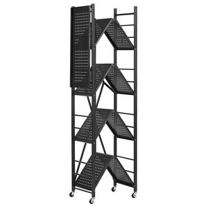 Scaffale Pieghevole a 5 Ripiani 28L X 13P X 66H Pollici, Nessun Montaggio Richiesto, 5 Ruote, Scaffalatura in Metallo Pieghevole per Garage - Product Image 4