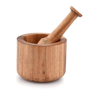 Mortero y pilón de madera ecológicos hechos a mano, herramienta manual para moler en la cocina 159 - Product Image 3
