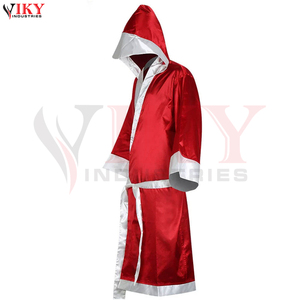 Durable Custom Boxing <b>Robe</b> Satin <b>Hooded</b> Entrance Ring <b>Robe</b> Long Sleeve Fight Walkout Jacket With Belt OEM ODM Private Label - Product Image 2