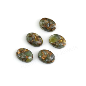Mohave Natural <b>Peridot</b> Copper Composite 10x14mm Oval Flatback High Polish Smooth Loose Gemstone Cabochon Jewelry Making Pendants - Product Image 4