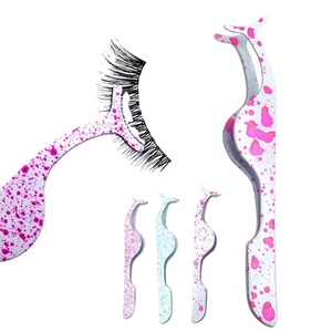 Pince à épiler en acier inoxydable recouverte de papier pour faux cils, applicateur de cils, outil de maquillage cosmétique - Product Image 1