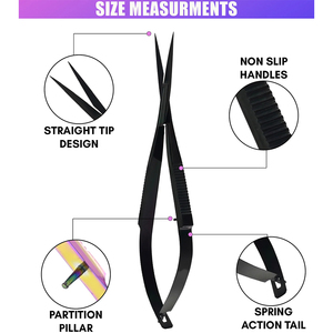 Ciseaux à ressort multifonctionnels noirs pour salon de beauté, 5 pouces, ciseaux à cuticules, lames de haute précision, ciseaux à ressort - Product Image 4