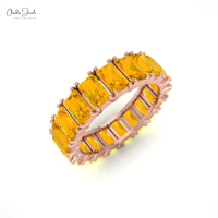 Articles très demandés : Bague de promesse empilable en or rose 14 carats avec pierre précieuse citrine véritable de 5,6 carats, alliance éternelle pour elle et lui