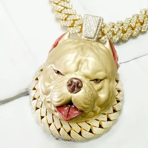24K Gold Hip Hop Pitbull Dog Head Pendant With Moissanite Iced Out <b>Chain</b> For Men's Everyday Wear Pendant Animal <b>Rapper</b> Pendant - Product Image 6