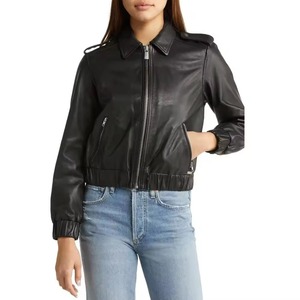 Custom Oversized <b>Women</b> <b>Leather</b> Jacket Genuine Sheepskin Biker Motorcycle Coat Outerwear Streetwear Fashion Apparel <b>Top</b> - Product Image 1
