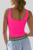 Top Corto para Mujer, Estilo Tank Top, Acanalado, Sin Mangas, Doble Forro, Cuello en V, Verano, Casual, Básico, Tendencia 2026, Ropa para Hacer Ejercicio y Salir