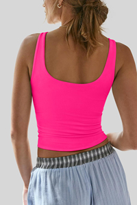 Top Corto para Mujer, Estilo Tank Top, Acanalado, Sin Mangas, Doble Forro, Cuello en V, Verano, Casual, Básico, Tendencia 2026, Ropa para Hacer Ejercicio y Salir - Product Image 4