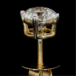 Elegant Trendy Round <b>Cut</b> Lab Grown Diamond Halo Stud Earrings in Yellow Gold IGI Certified for Women Wedding & Party - Product Image 2