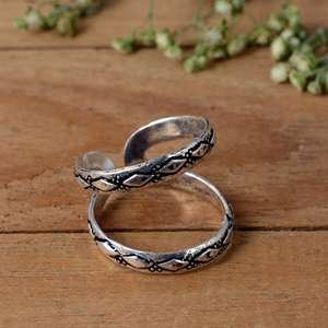 SHYAM JEWELRS Luxury <b>Adjustable</b> 925 <b>Silver</b> Flower Patterned Splint <b>Ring</b> for Hypermobility & Knuckle Support Unisex Everyday Wear - Product Image 2