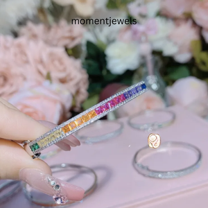 Rainbow <b>Crystal</b> Bangle Clear Rhinestone <b>Bracelet</b> Elastic Bangle Fashion Jewelry Gift - Product Image 5