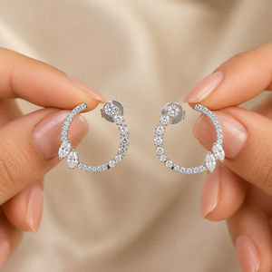 Pendientes de Oro de 14K con Círculo Abierto y Diamantes Cultivados en Laboratorio |   Joyería Fina Elegante de Lujo con Claridad VVS, Regalo para Mujer, Uso Diario - Product Image 3