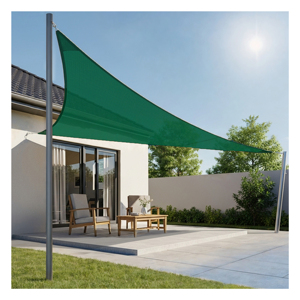 Voile d'ombrage triangulaire vert nuit HDPE, respirante, protection UV, pour jardin, patio, balcon, extérieur - Product Image 1