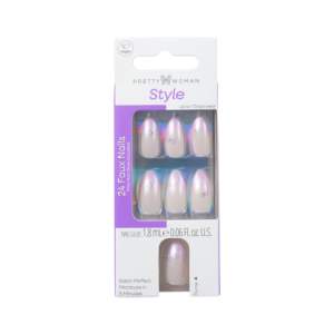 Uñas Postizas Helios al por Mayor, Forma Almendrada Mediana con Arte Floral en Tono Nude y Estampado Dorado, OEM ODM, 24 Piezas - Product Image 1
