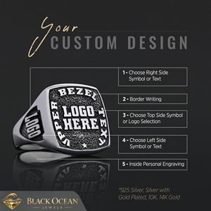 แหวนสั่งทำ BOJ รุ่น 020 สลักชื่อและโลโก้ตามต้องการ แหวนเงินแท้ 925 ชุบทอง ดีไซน์ทำมือ ราคาพิเศษ - Product Image 3