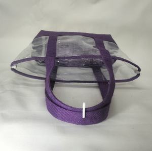 Bolsa de PVC con Asa y Base de Yute, Bolsa de Yute Promocional Transparente para Cosméticos, para Regalos y Compras - Product Image 5