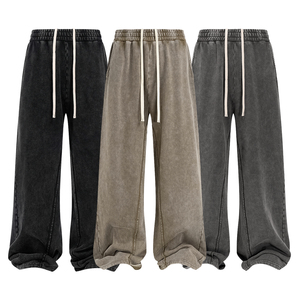 Mens Vintage Washed Wide Leg Sweatpants Relaxed Fit Jogger Pants Heavyweight Cotton Streetwear Trousers OEM ODM - Product Image 1
