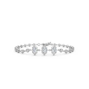 Pulsera de tenis con diamantes cultivados en laboratorio de corte marquesa y redondo, de 7 pulgadas, en oro macizo de 14K y 18K, con engaste de estrella y cadena moderna con dijes. - Product Image 5