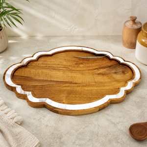 Mother of Pearl Inlay Wooden Serving <b>Tray</b> Hexagonal Design | Handmade Ramadan Eid Decor <b>Tray</b> | Luxury Kitchenware Serving <b>Tray</b> - Product Image 5