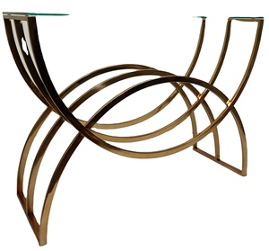 Mesas de consola de doble curva utilizadas para tocador de espejo y como decoración del hogar y producto de utilidad disponible en varios acabados y tamaños - Product Image 1
