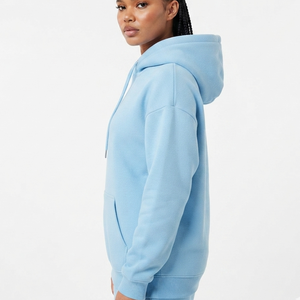 Sweat-shirts à capuche amples en molleton bleu clair pour femme, pulls à manches longues, sweats à capuche à épaules tombantes pour femme - Product Image 3