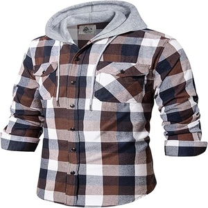 Chemise en flanelle tricotée teinte en pièce pour homme, coupe classique, respirante, séchage rapide, décontractée, avec cordon de serrage et boutons longs - Product Image 1