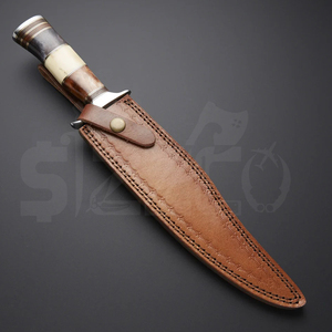 Cuchillo Bowie de Caza OEM Personalizado Hecho a Mano de Acero D2, con Mango de Hueso Teñido, Hoja Fija, para Camping, Aire Libre y EDC, con Funda de Cuero - Product Image 4