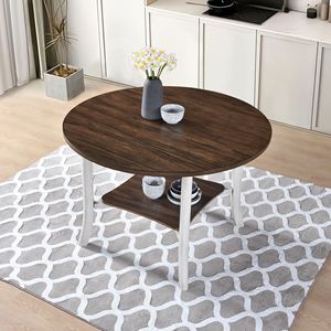 Modern <b>Farmhouse</b> Retro Design 45.7-inch <b>Round</b> <b>Dining</b> <b>Table</b> with 30-inch Shelf Height - Product Image 2