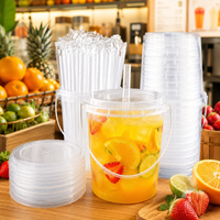 Transparante plastic emmertjes met handvatten en deksels, 16oz, 24oz, 32oz, voor verpakkingen van melkthee, fruitthee en sap.