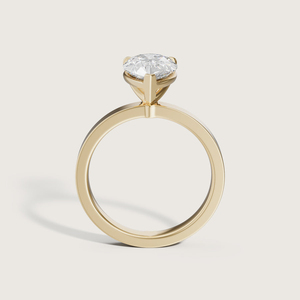 Anillo de Diamante Cultivado en Laboratorio con Corte Pera de 2 Quilates, Oro Sólido de 14K, Banda de 2.5MM, Anillo de Compromiso y Boda Solitario para Mujer - Product Image 2