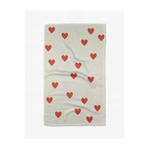 Mignon coeur brodé élégant 100% coton biologique GOTS personnalisé absorbant les hautes eaux serviettes de cuisine de golf écologiques - Product Image 1