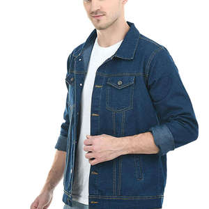 OEM ODM Unique Patchwork Blue <b>Denim</b> <b>Jacket</b> Stand Collar Finished Vintage Washed Street Trendy Loose Top - Product Image 1