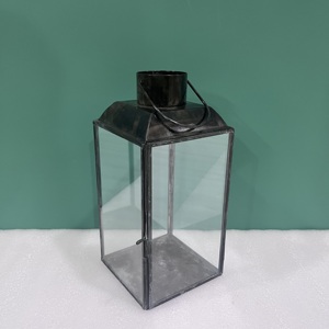 <b>Black</b> Metal Glass Candle <b>Lantern</b> Decorative <b>Lantern</b> for Home Wedding Ramadan Christmas Decoration - Product Image 2