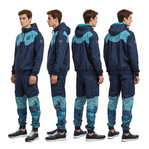 Survêtement coupe-vent en nylon Ocean Pulse pour homme, avec impression graphique intense et broderie, idéal pour les activités de plein air - Product Image 3
