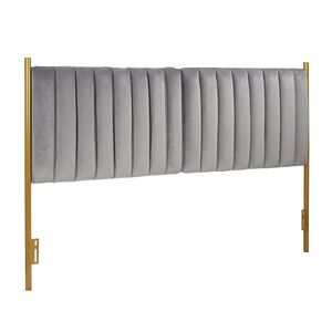 Cabecero King de Contemporary Glam Gold Steel y Grey Velvet Up-Accesorio de cama con funda - Product Image 1