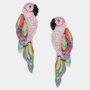 beaded parrot <b>earrings</b> Beads Embellished Hand Crafted Parrot <b>Stud</b> <b>Earrings</b> from the brand BaubleBar - Product Image 1