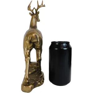 Figura de Ciervo en Bronce Chapado en Oro, Escultura Animal, Decoración para el Hogar, Pieza de Arte Fundido - Product Image 1