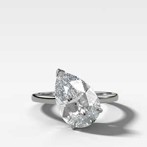 Bague de fiançailles en diamant de laboratoire poire 4 carats, solitaire flottant à 3 griffes, minimaliste, en forme de goutte d'eau, avec bande de 1,25 mm, en or massif 14K 18K - Product Image 5