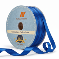 Ruban satiné bleu double face 6 mm, directement de l'usine, pour cartes d'invitation, boîtes à gâteaux, emballage de fleurs, couture, bricolage, décoration, rouleau de 50 yards, en gros