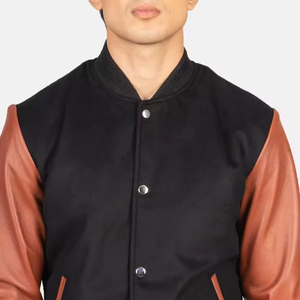 High Quality Custom Genuine Leather Letterman Varsity Jacket for <b>Men</b> Fashionable Chenille Patches Embroidery Winter Jacket Coat - Product Image 6