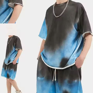 Wholesale Mens Acid Wash Shorts <b>Set</b> Custom Logo Oversized T Shirt Summer Tracksuit Premium Cotton Streetwear Clothing Manufactur - Product Image 2