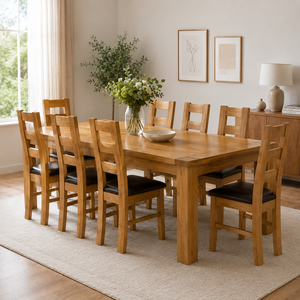 Ensemble de salle à manger en teck rectangulaire de grande taille ARTERRA, table à manger moderne, chaises à dossier haut pour restaurant - Product Image 5