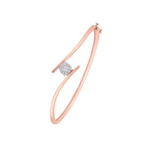 Rose Gold Lab Grown Diamond Minimal Solitaire Open <b>Bangle</b> <b>Bracelet</b> - Product Image 1
