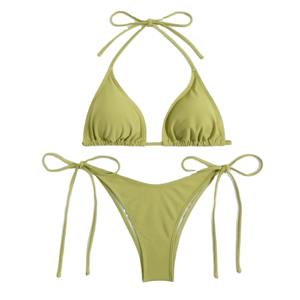 Traje de Baño Bikini de Dos Piezas con Logotipo Frontal y Estampado a Cuadros para Mujer, Marca Privada, Servicio OEM Personalizado, Secado Rápido y Transpirable - Product Image 3